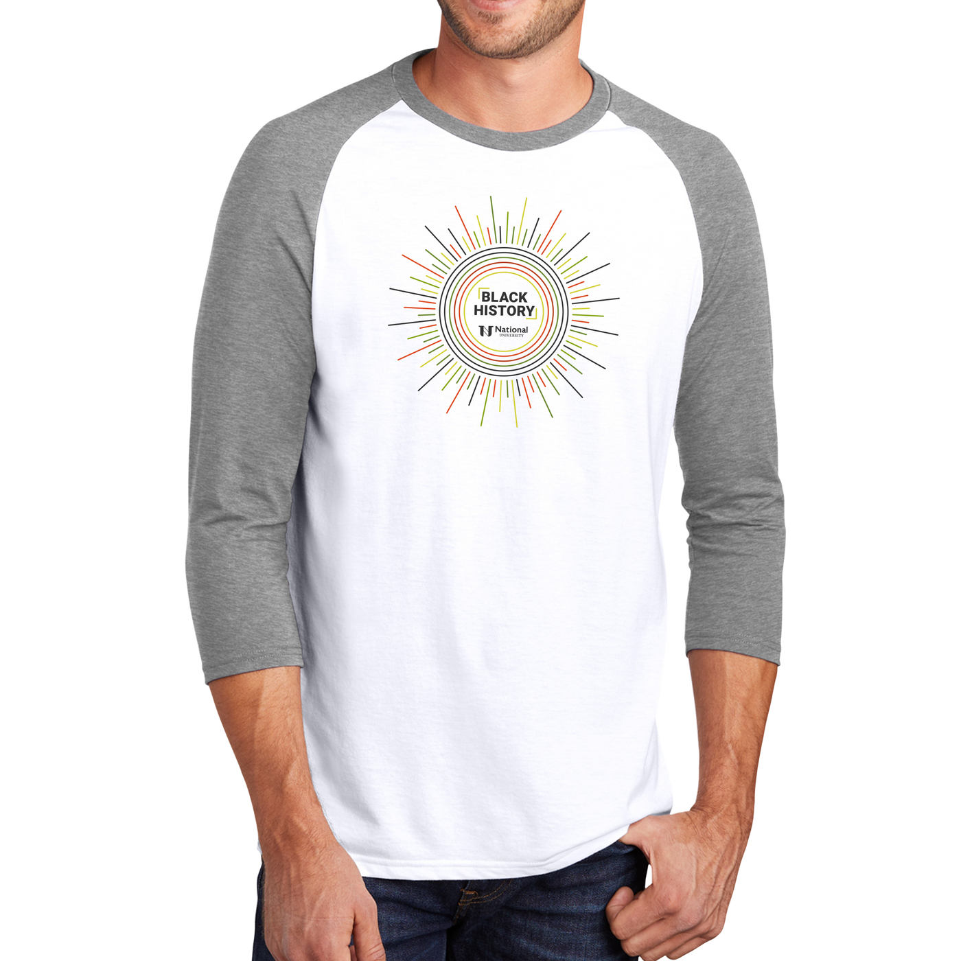 District Made® Mens Perfect Tri® 3/4-Sleeve Raglan - Black History 3