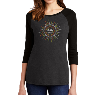 District Made® Ladies Perfect Tri® 3/4-Sleeve Raglan - Black History 3