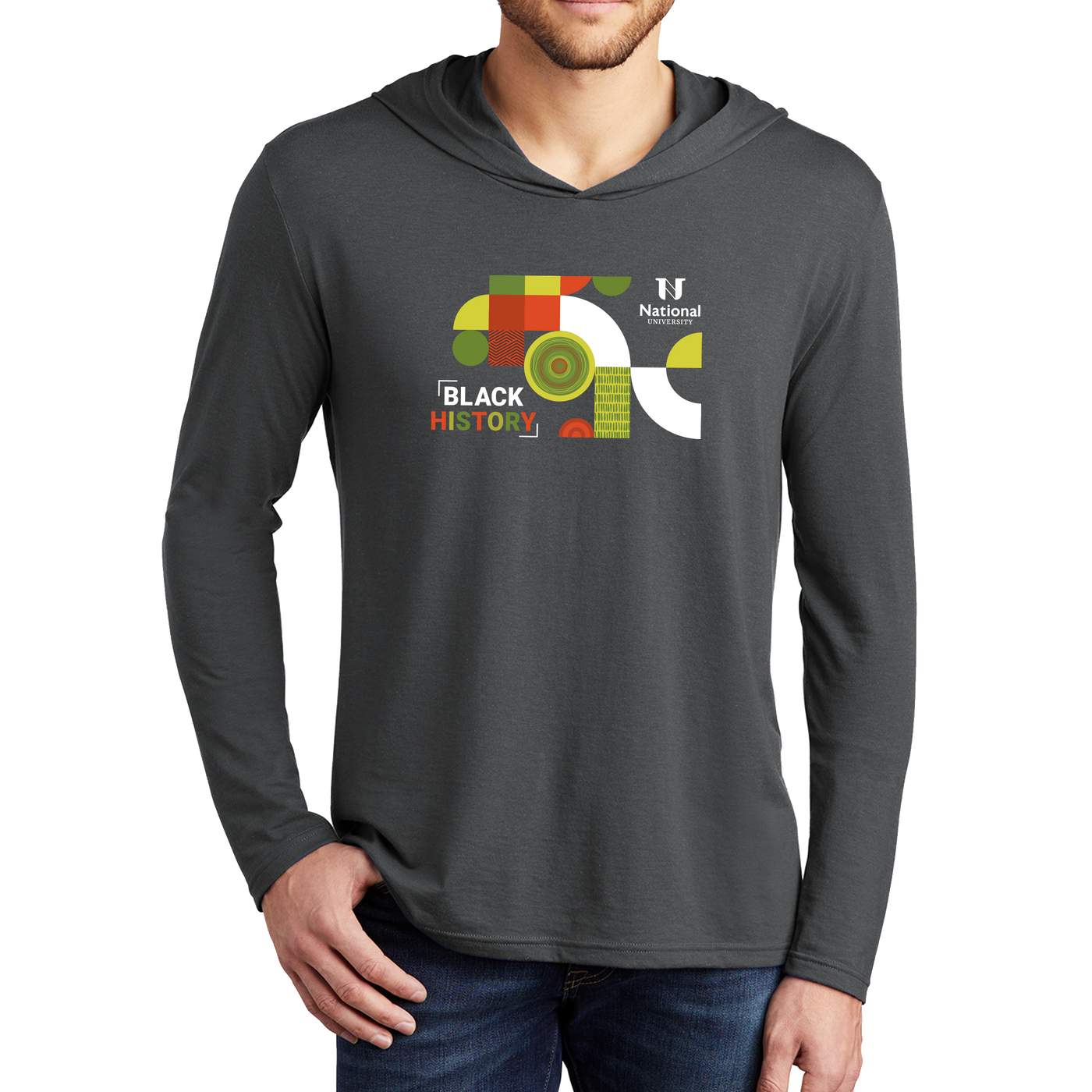 District Made® Mens Perfect Tri® Long Sleeve Hoodie - Black History 1