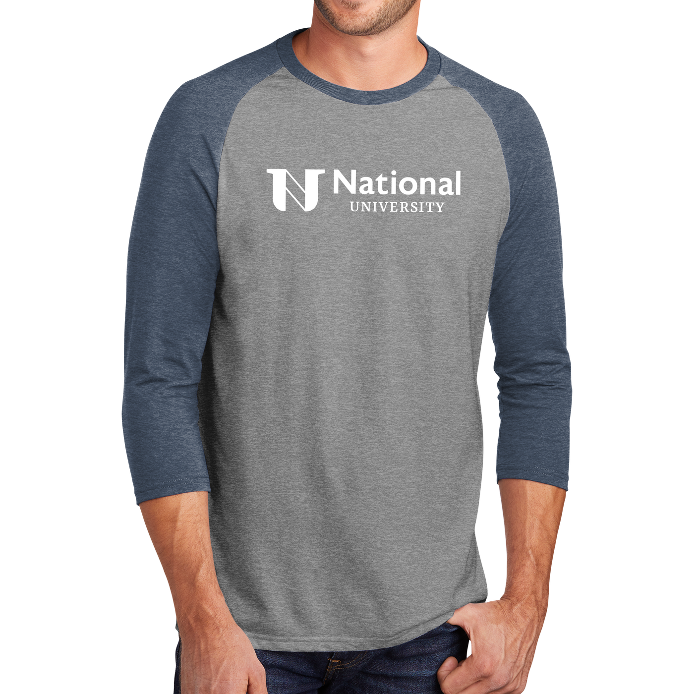 District Made® Mens Perfect Tri® 3/4-Sleeve Raglan