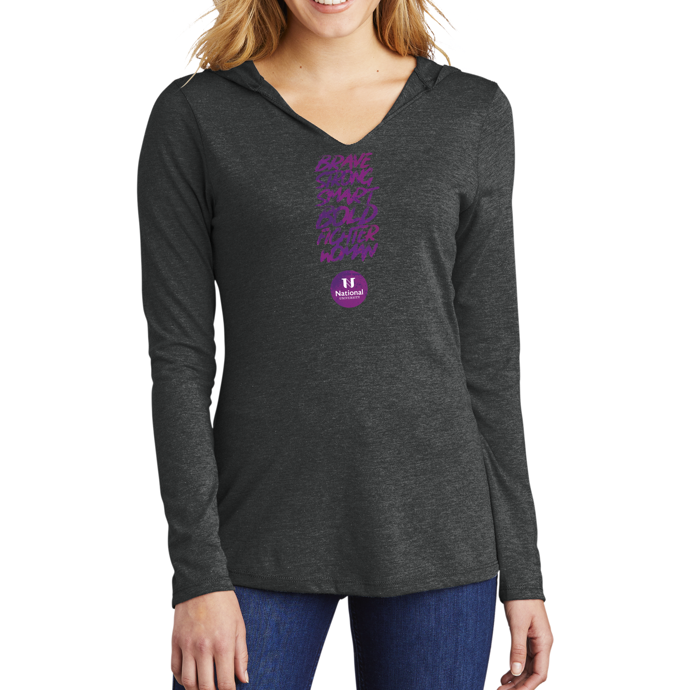 District Made Ladies Perfect Tri Long Sleeve Hoodie Tee - Women's History 2